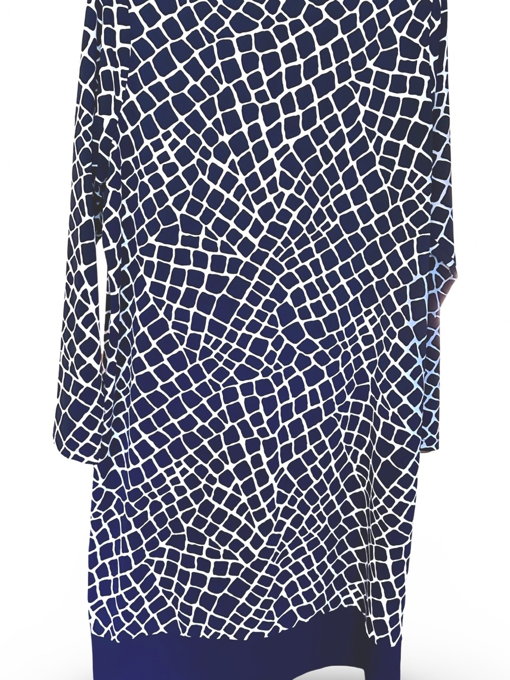 Michael Kors Navy and White Mosaic-Print Midi Dress